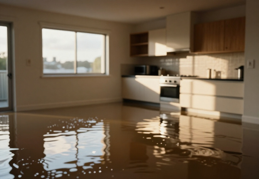 Water-damaged retail store in Guildford before drying